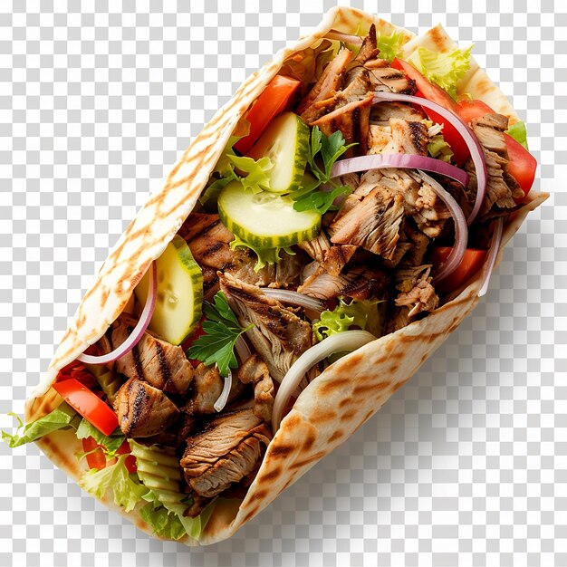 Foto un taco que tiene carne y verduras