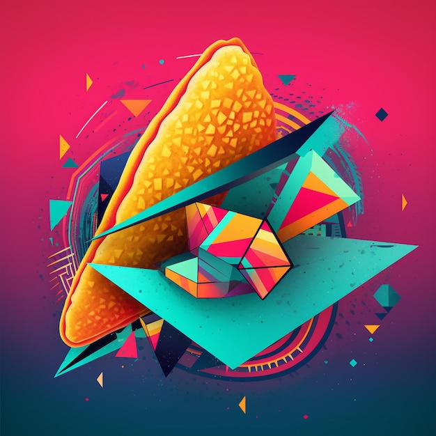 taco renderizado em estilo geométrico abstrato