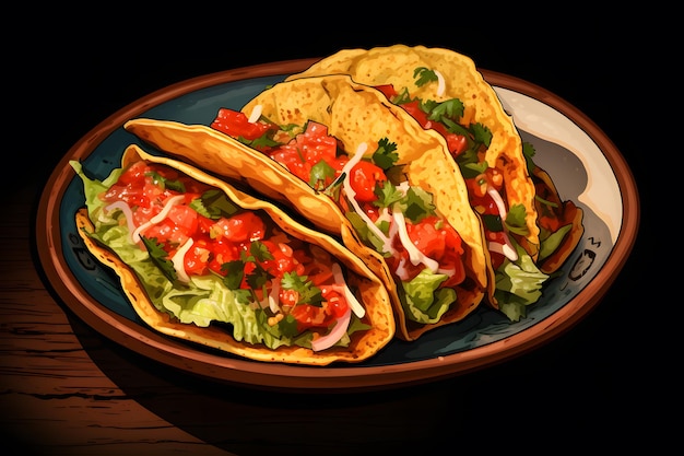 Taco con Salsa y Guacamole