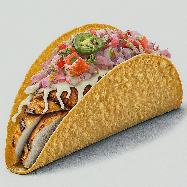 un taco con un taco y un pedazo de comida en él