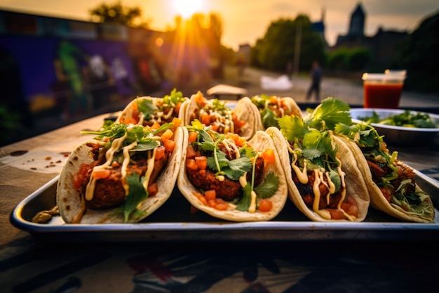 Foto taco time no méxico celebrando a cultura gastronômica latina de rua