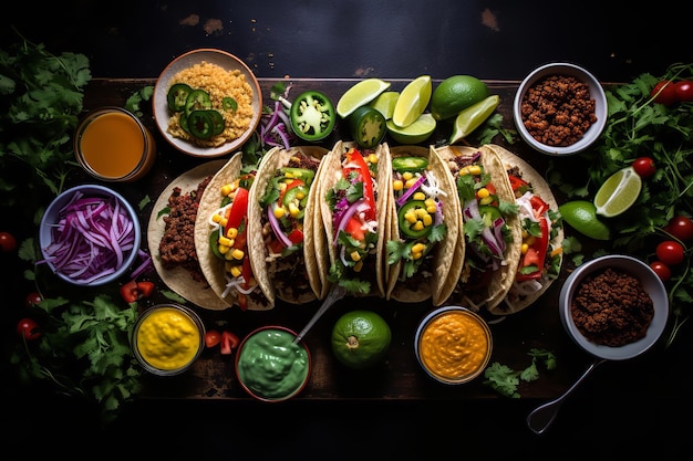 Taco Tuesday Fiesta mit bunter Taco-Auswahl