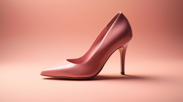 Tacones altos en color rosa Zapatos de mujer sobre fondo de estudio rosa Composición de banner horizontal AI generado