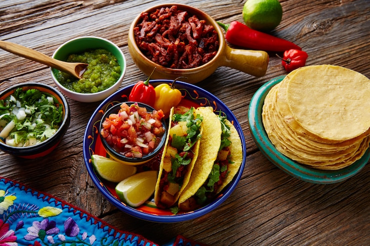Foto tacos al pastor mexicano com abacaxi coentro