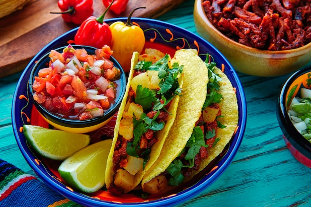 Tacos Al Pastor Mexicano Con Piña De Cilantro.