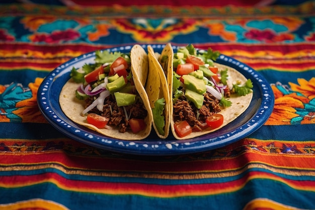 Foto tacos en una animada pestaña con temática mexicana