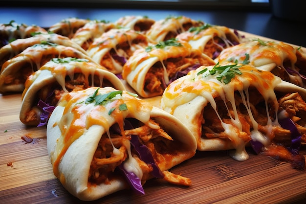 Tacos assados com frango e queijo