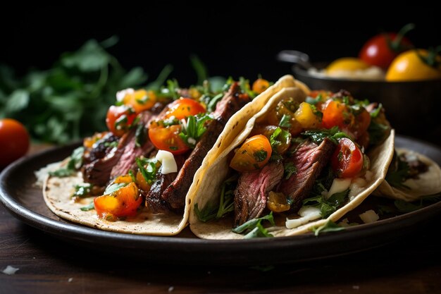 Tacos de bistec a la parrilla