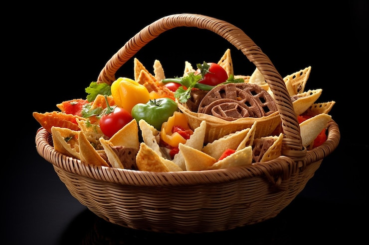 Foto tacos de la canasta en la canasta