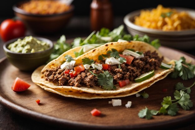 tacos con carne y verduras estilo comida mexicana