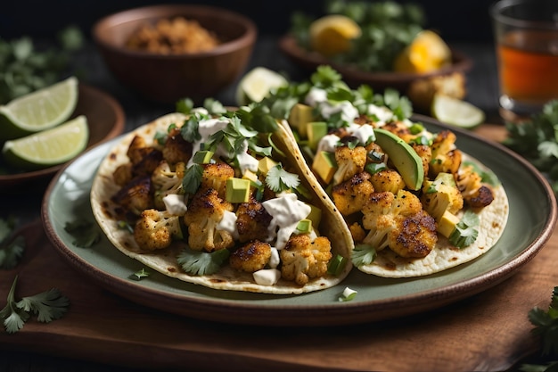 Tacos de coliflor asada