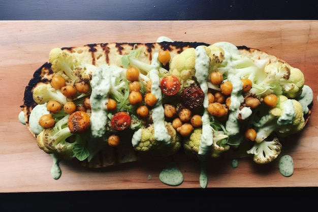 Tacos de coliflor y garbanzo con lima de aguacate