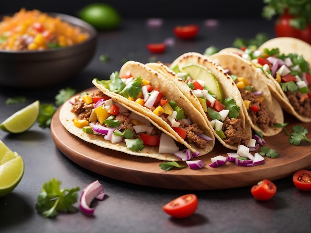 Tacos com carne e vegetais gerados por Ai