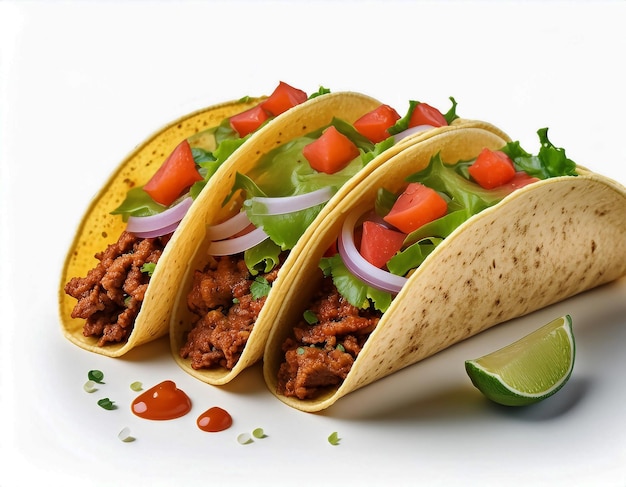 tacos de comida mexicana aislados sobre un fondo blanco