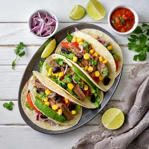 tacos de comida mexicana aislados sobre un fondo blanco