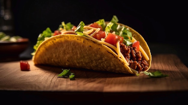 Tacos de comida mexicana en una mesa de madera