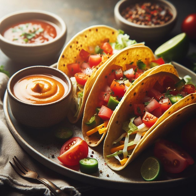 Foto tacos de aparência deliciosa para banner de mídia social