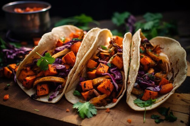 Tacos de batata doce com chipotle esfumaçado