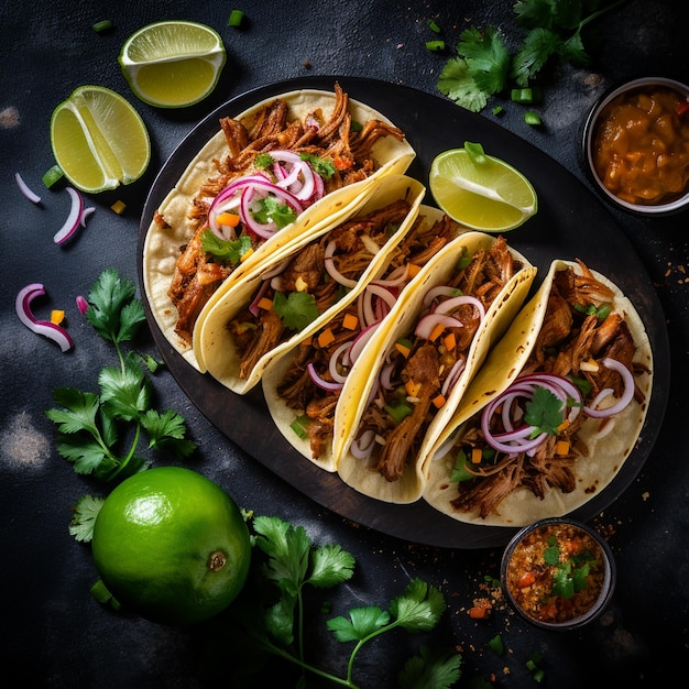 Tacos de carne de porco mexicano