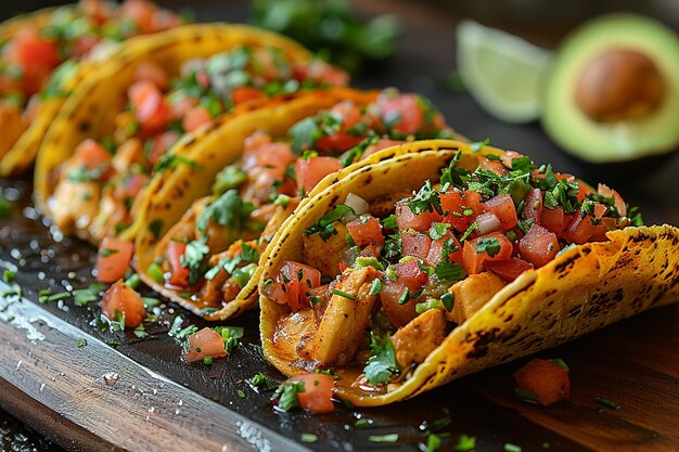 Tacos de frango caseiros com Guacamole saboroso