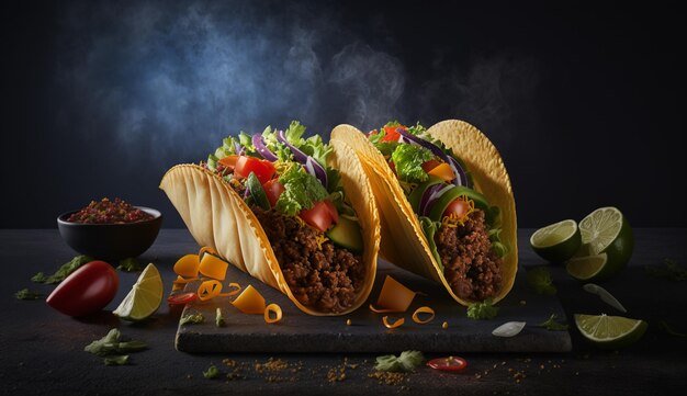 Foto tacos de frango desfiados com creme de abacate