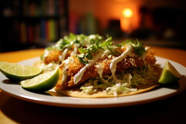 Tacos de peixe crocante com salada de limão