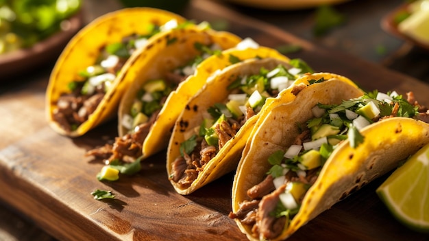 Tacos de rua saborosos com carne vegana Generative Ai