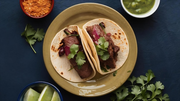 Foto tacos de sirloin com cebola e cilantro comida mexicana