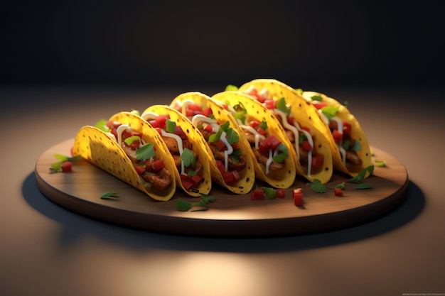 Tacos deliciosos com molho derretido na mesa