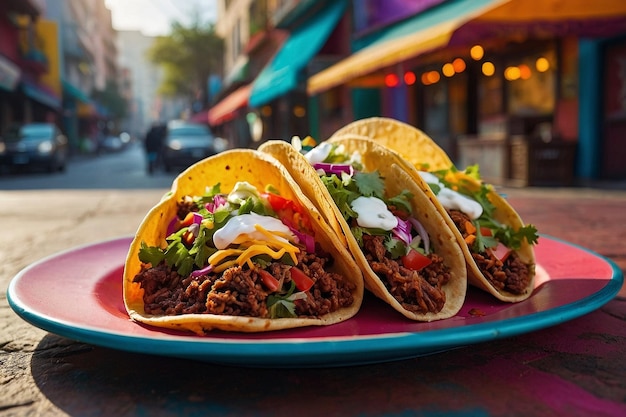 Tacos con un fondo de un animado