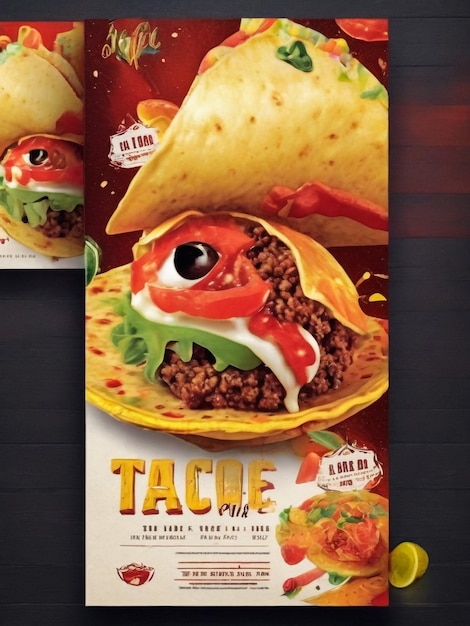 Tacos Food PosterFlyer Illustration eines Designs mit Vintage- und Grunge-Texturen