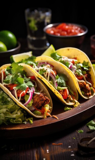 Tacos frescos con carne y verduras