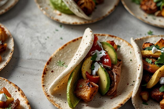 Foto tacos con gaviotas asadas