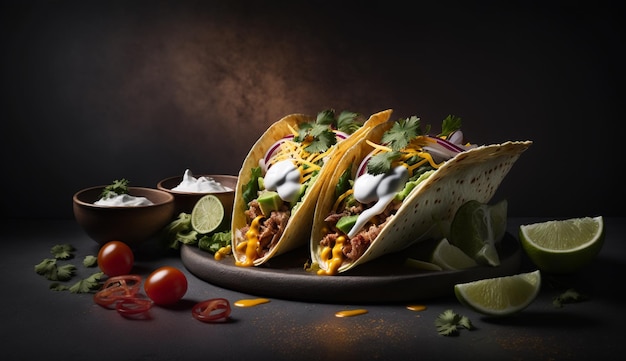 Foto tacos gourmet con alioli de trufa