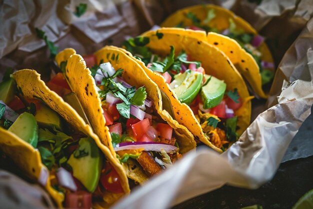 Foto tacos in der nähe von papierblatt