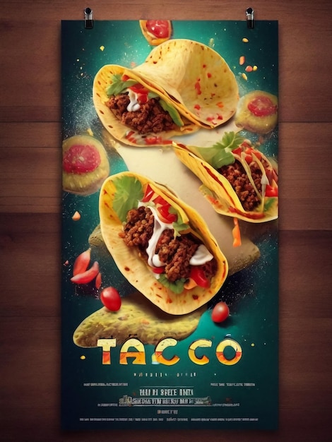 Tacos Mexican Food Day Anzeigen Banner Konzept Posterkarte mit Kaktus Vektor Illustration