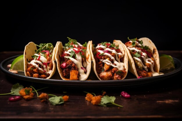 Tacos mexicanos con carne de pollo