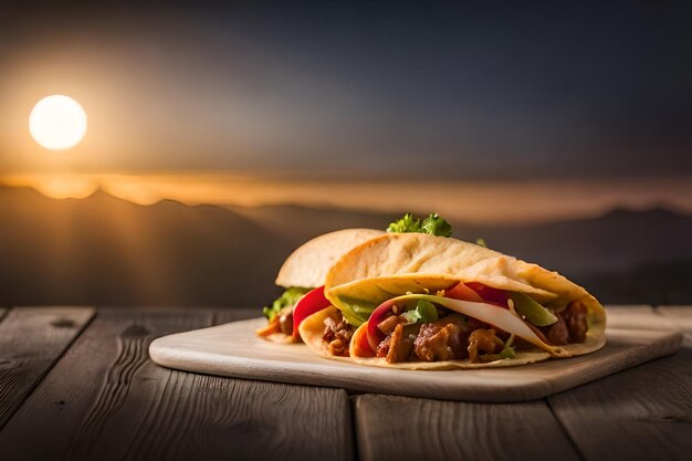 Tacos mexicanos con carne de res en salsa de tomate y