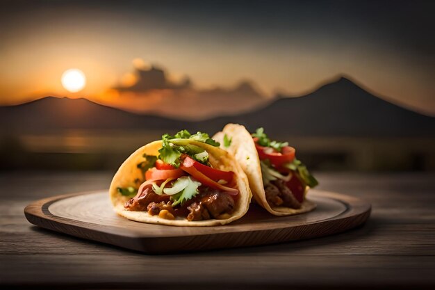 Tacos mexicanos con carne de res en salsa de tomate y