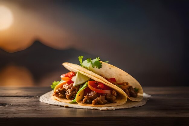 Tacos mexicanos con carne de res en salsa de tomate y