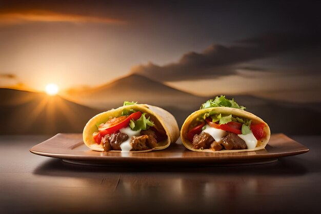 Tacos mexicanos con carne de res en salsa de tomate y