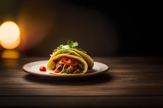 Tacos mexicanos con carne de res en salsa de tomate y
