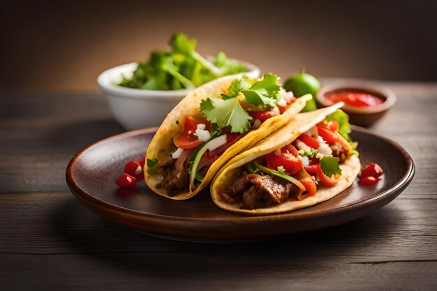 Tacos mexicanos com carne de vaca em molho de tomate e