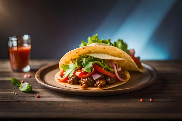 Tacos mexicanos com carne de vaca em molho de tomate e