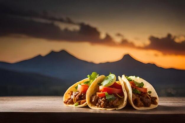 Tacos mexicanos com carne de vaca em molho de tomate e