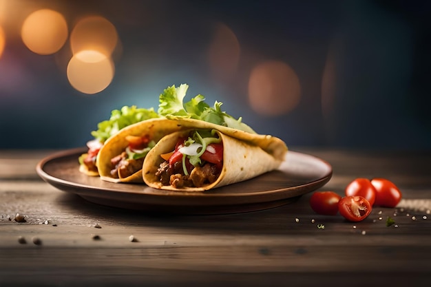 Tacos mexicanos com carne de vaca em molho de tomate e