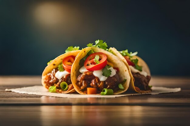 Tacos mexicanos com carne de vaca em molho de tomate e