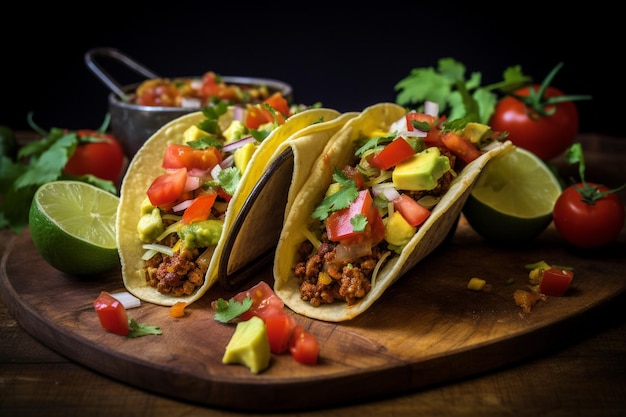 Tacos mexicanos com frango picado