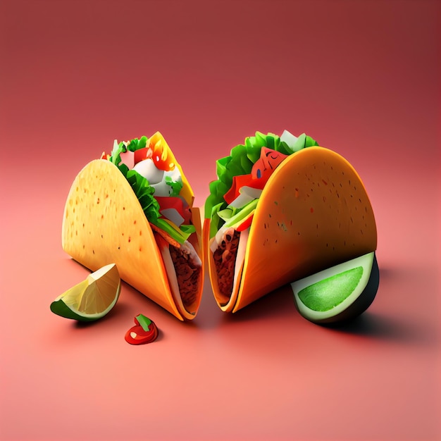 Foto tacos mexicanos comida texmex ilustração de renderização 3d