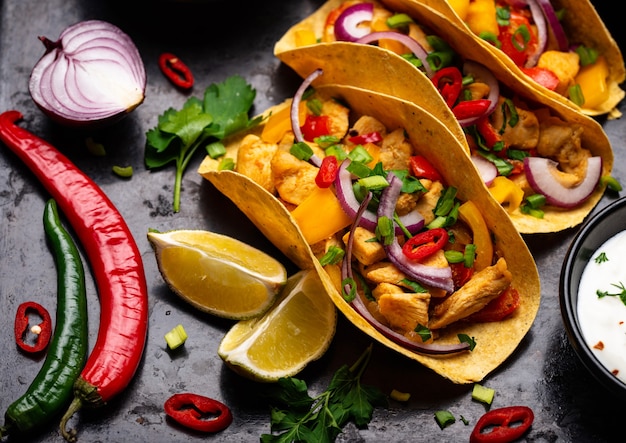 Tacos mexicanos tradicionais com carne